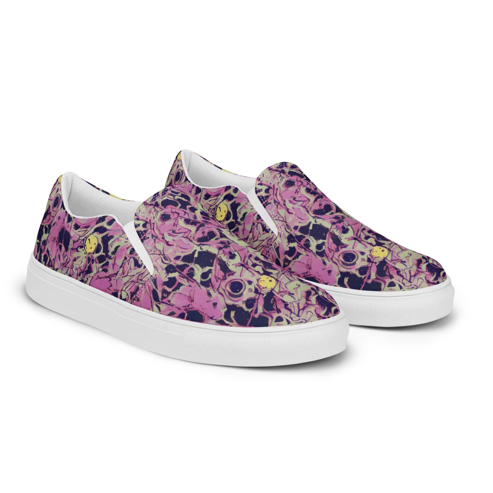 Lavender Frenzy on Men's Slip-On Canvas Shoes — Right Front