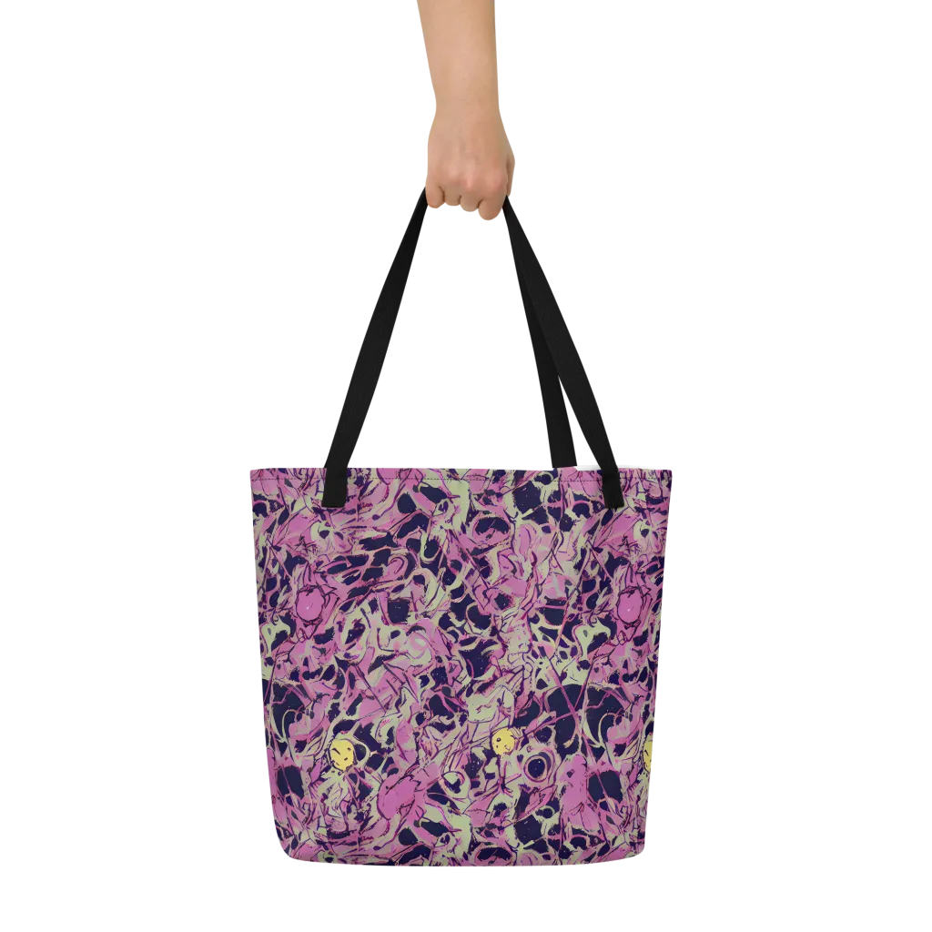 Lavender Frenzy on Large Tote Bag W/ Pocket — Front