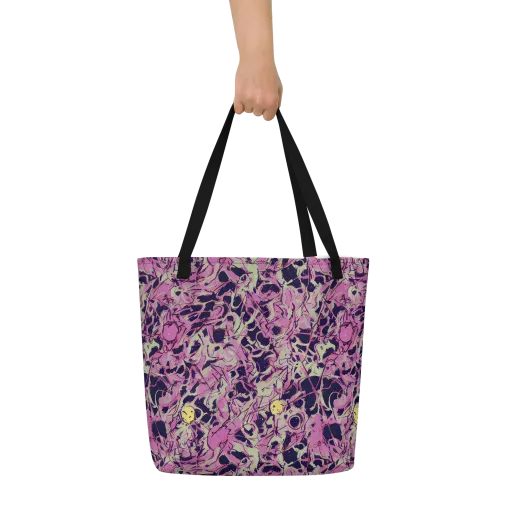 Lavender Frenzy on a Large Tote Bag W/ Pocket