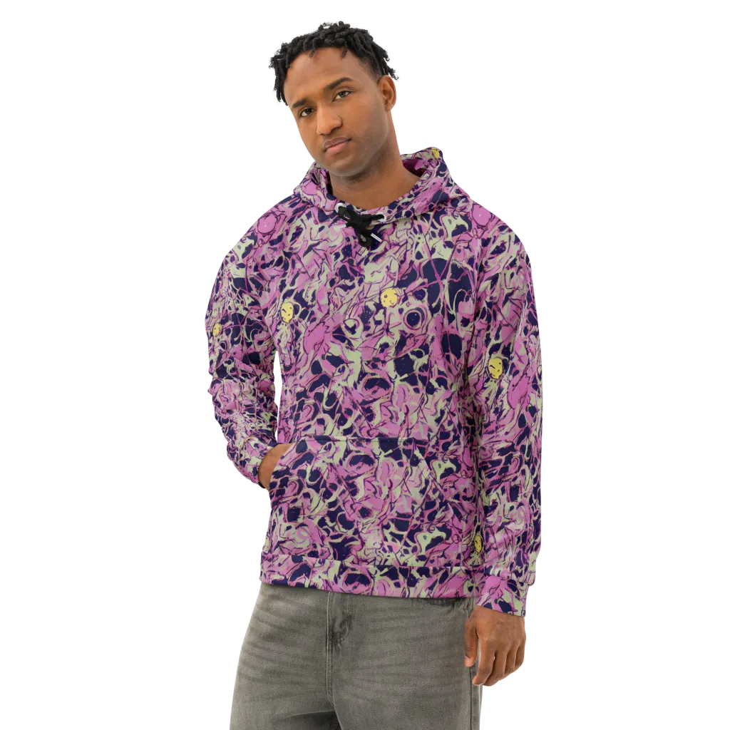 Lavender Frenzy on Cotton Hoodie — Left Front