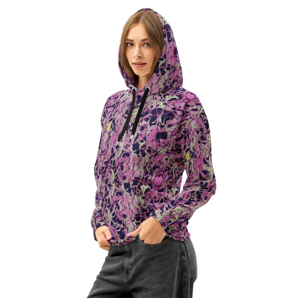 Lavender Frenzy on Cotton Hoodie — Left Front