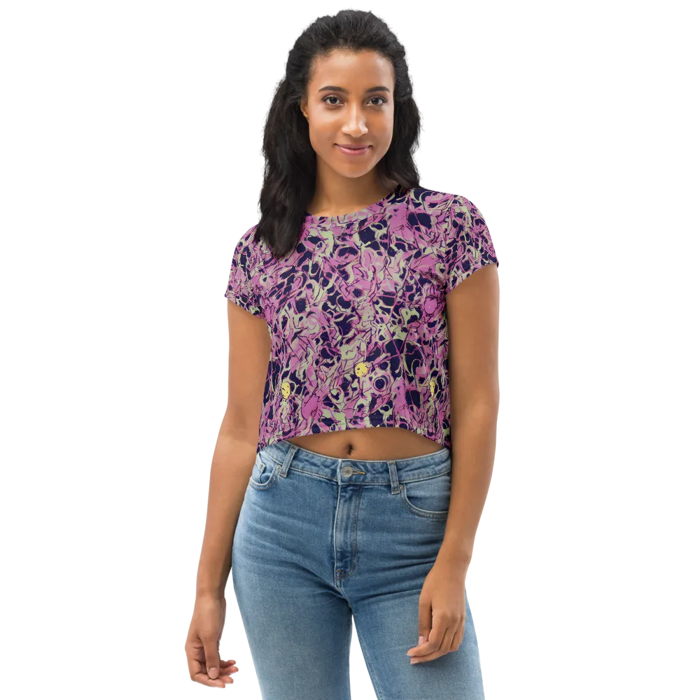 Lavender Frenzy on Crop Tee — Front