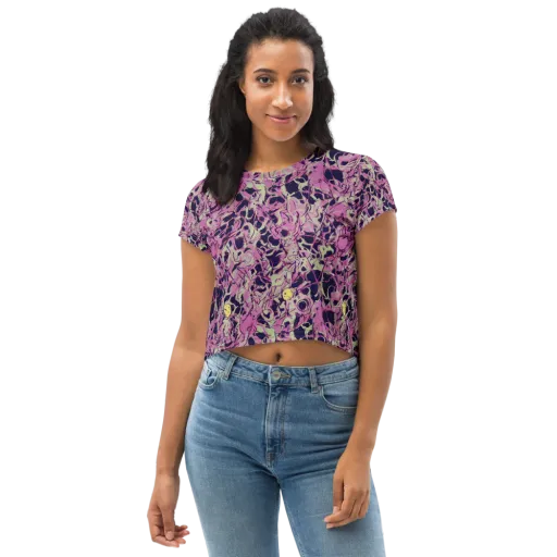 Lavender Frenzy on a Crop Tee