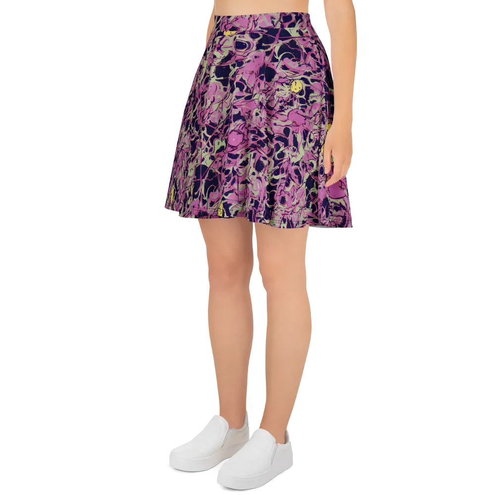 Lavender Frenzy on Skater Skirt — Left