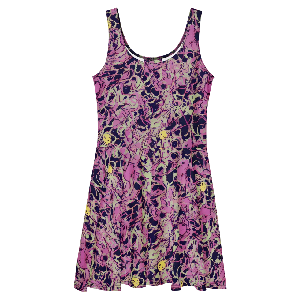 Lavender Frenzy on Skater Dress — Front