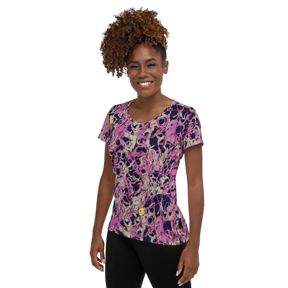 Lavender Frenzy on Women's Athletic T-Shirt — Left