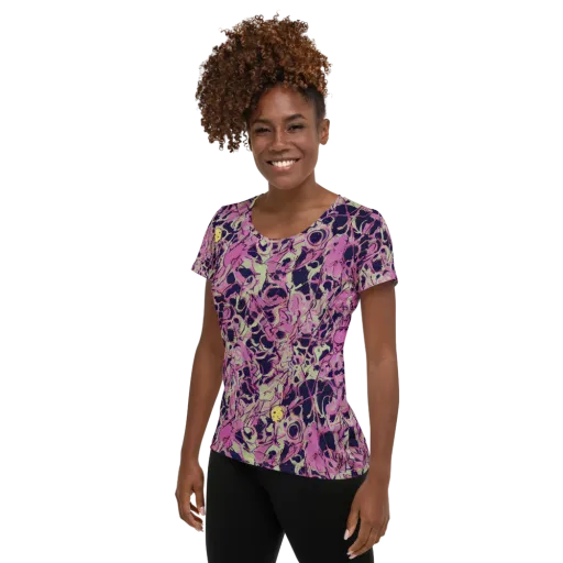 Lavender Frenzy on a Women's Athletic T-Shirt
