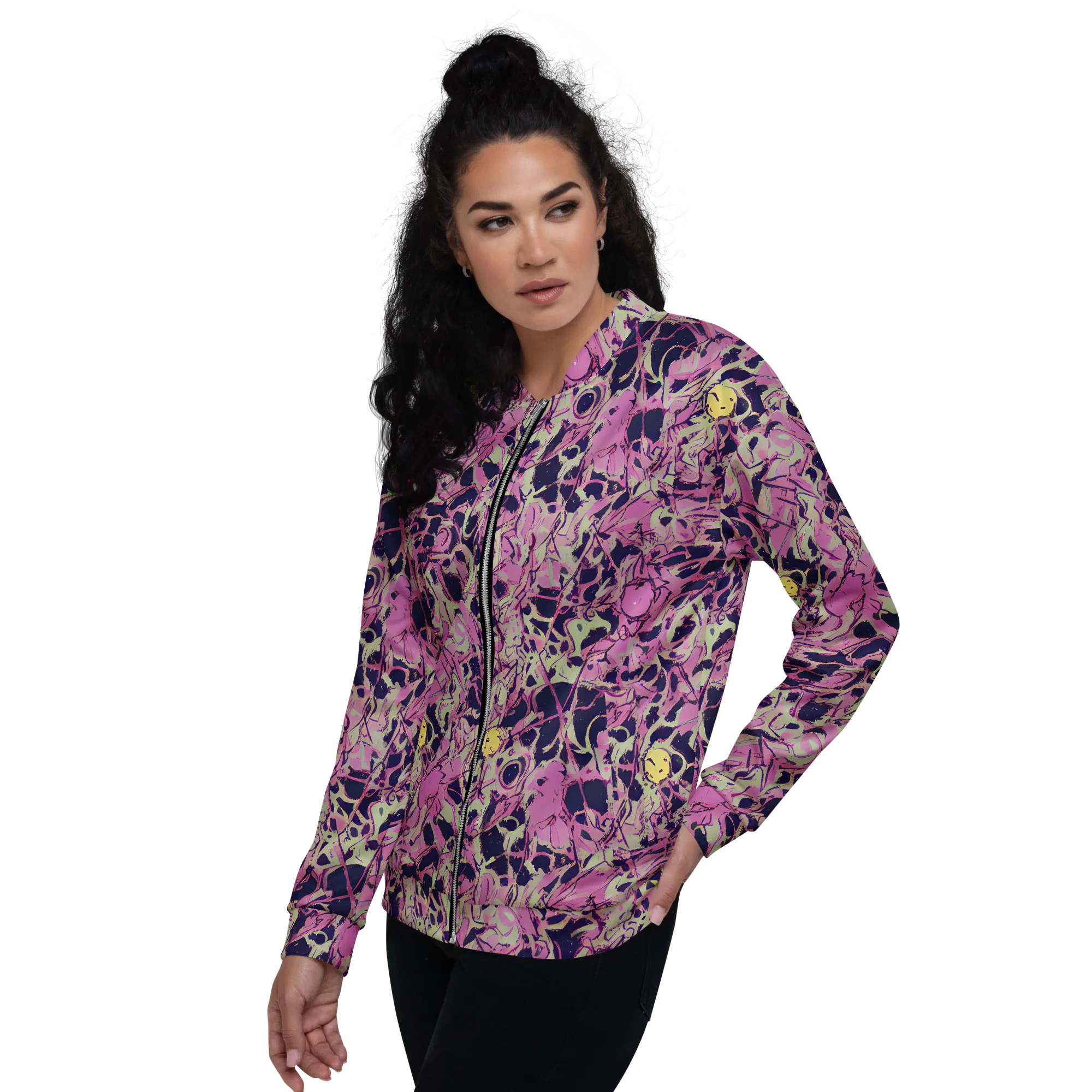 Lavender Frenzy on Bomber Jacket — Left