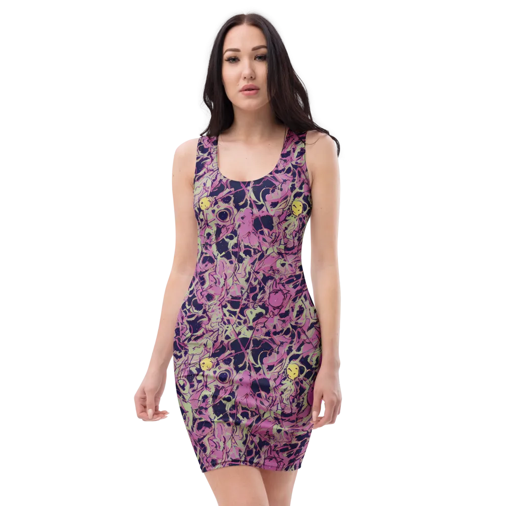 Lavender Frenzy on Bodycon Dress — Front