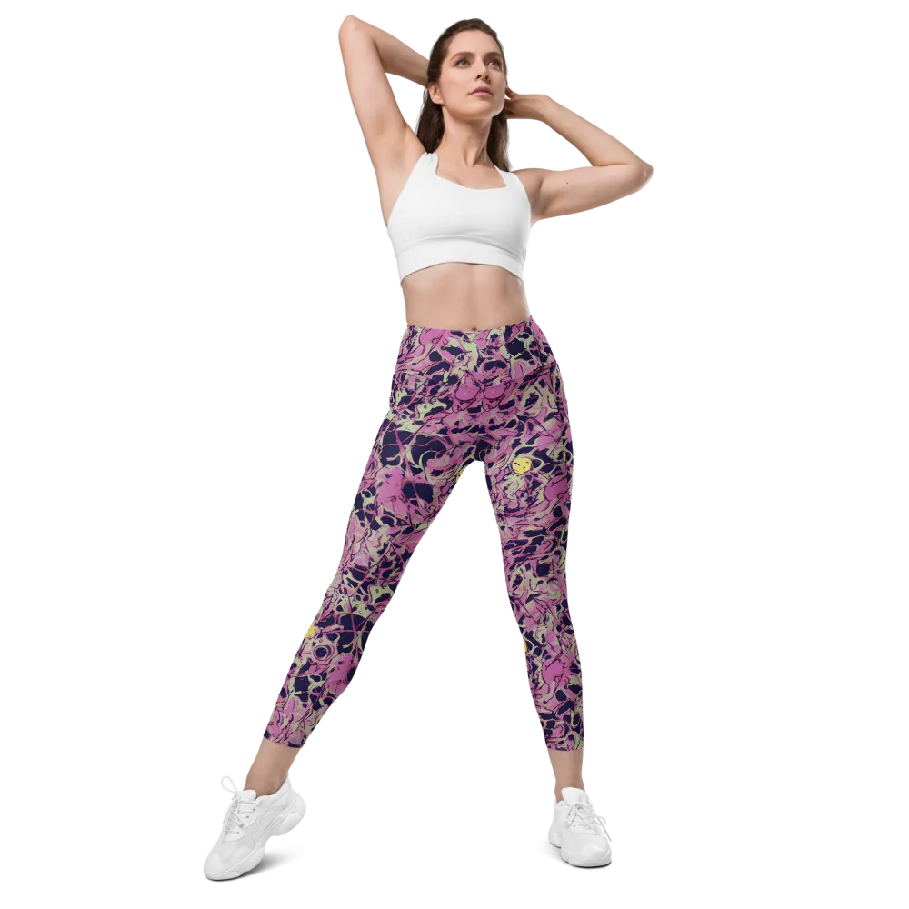 Lavender Frenzy on Leggings with Pockets — Front