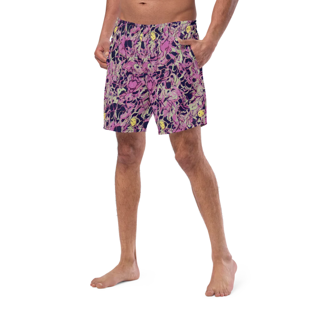 Lavender Frenzy on Swim Trunks — Left Front