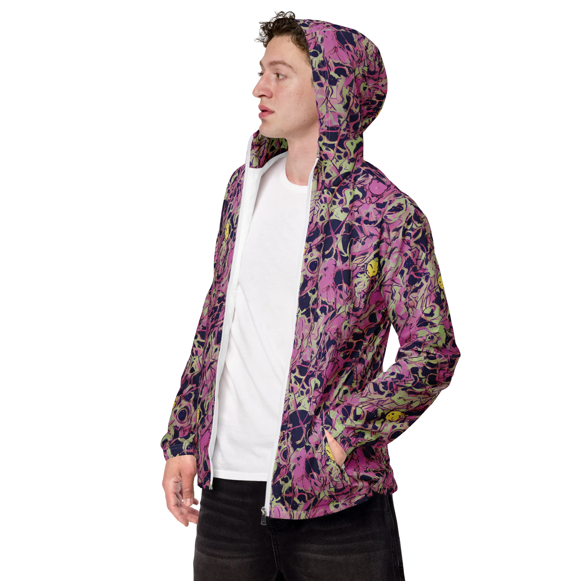 Lavender Frenzy on Men's Windbreaker — Left Front