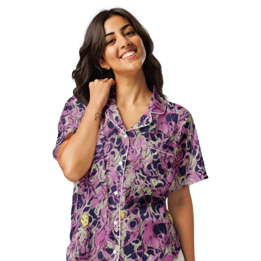 Lavender Frenzy on a Women's Short Sleeve Pajama Top