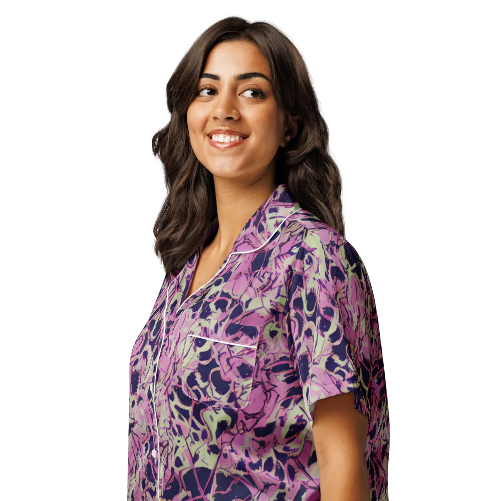 Lavender Frenzy on Women's Short Sleeve Pajama Top — Left Front