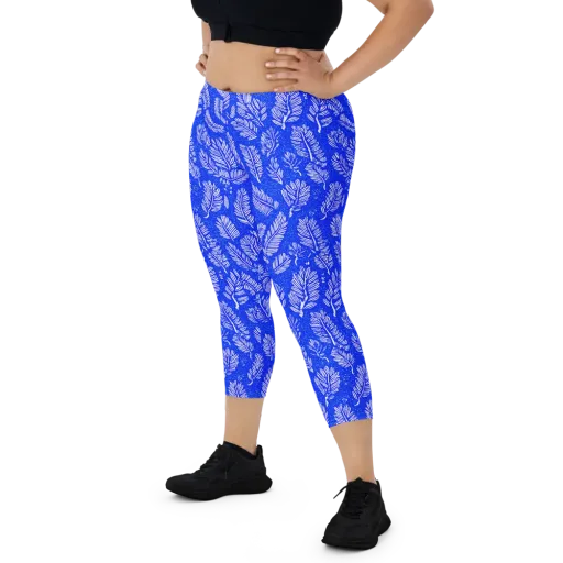 Azure Fronds on a Capri Leggings