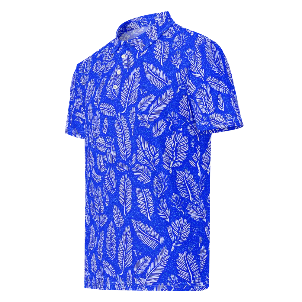 Azure Fronds on Men's Slim Fit Polo Shirt — Left Front