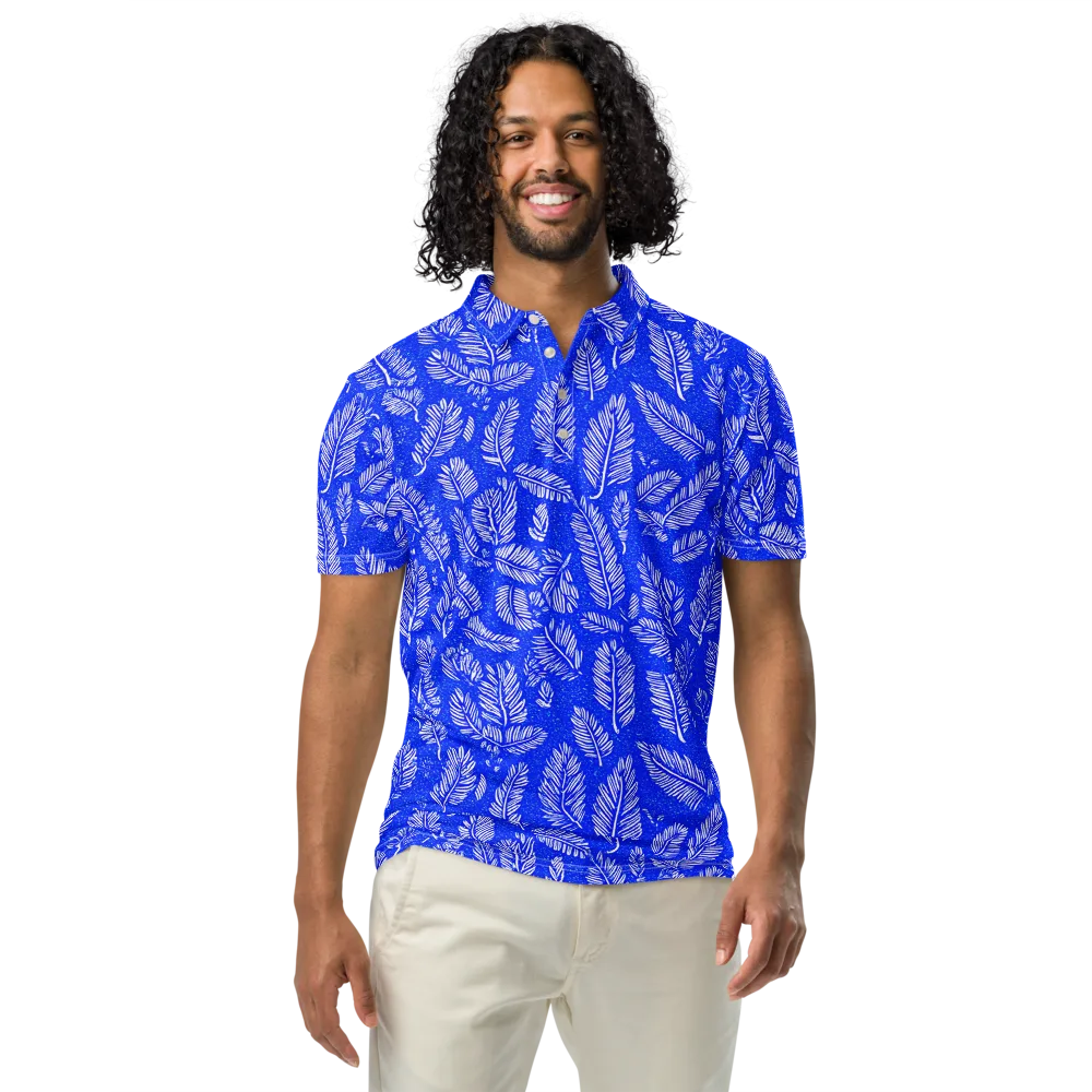 Azure Fronds on Men's Slim Fit Polo Shirt — Front