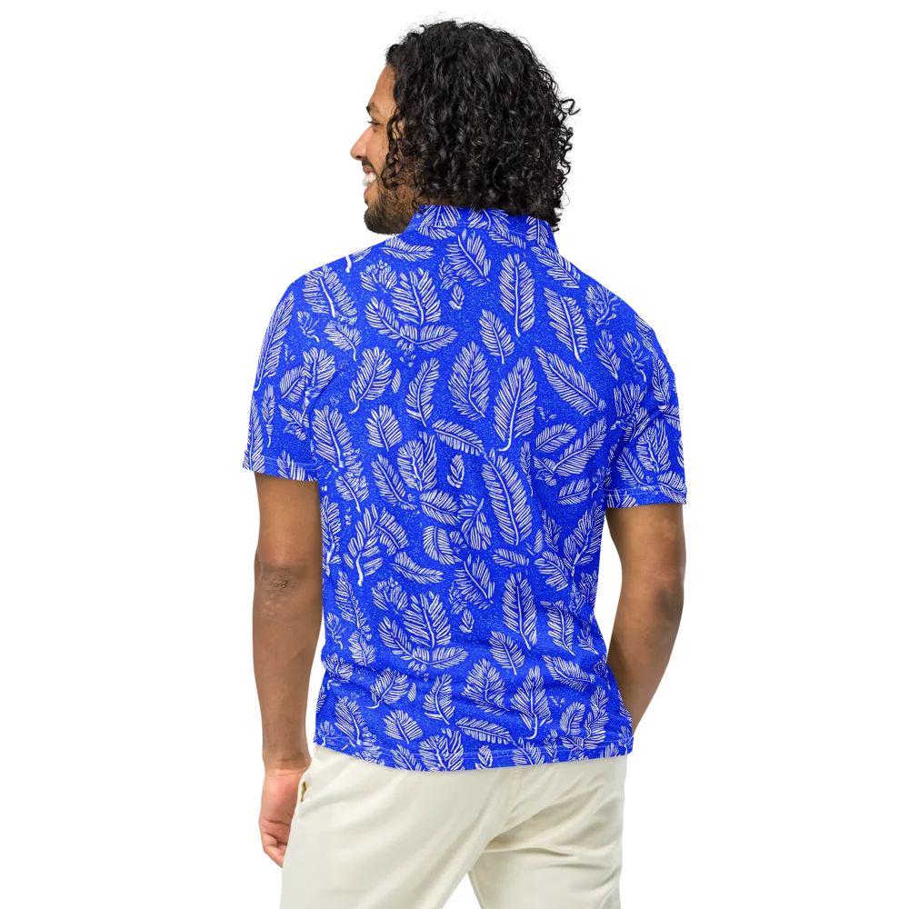 Azure Fronds on Men's Slim Fit Polo Shirt — Back