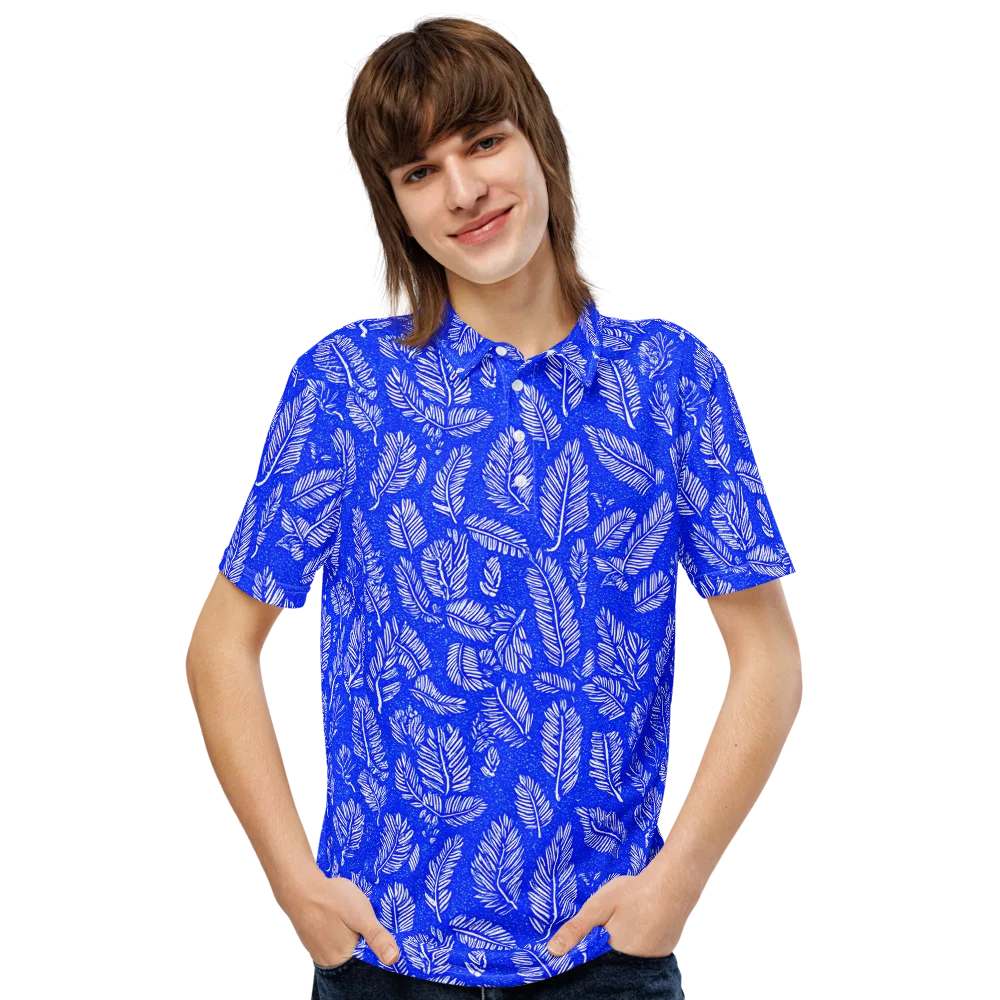 Azure Fronds on Men's Slim Fit Polo Shirt — Front