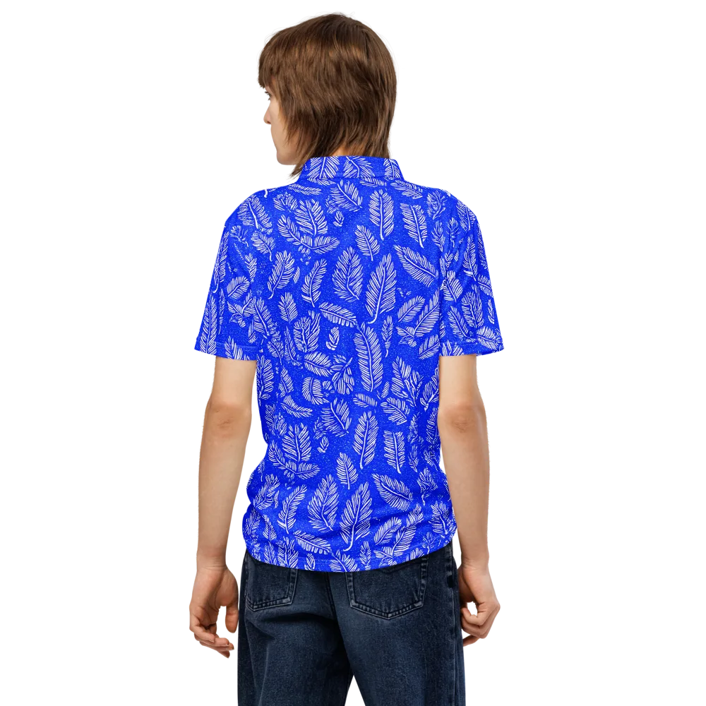 Azure Fronds on Men's Slim Fit Polo Shirt — Back