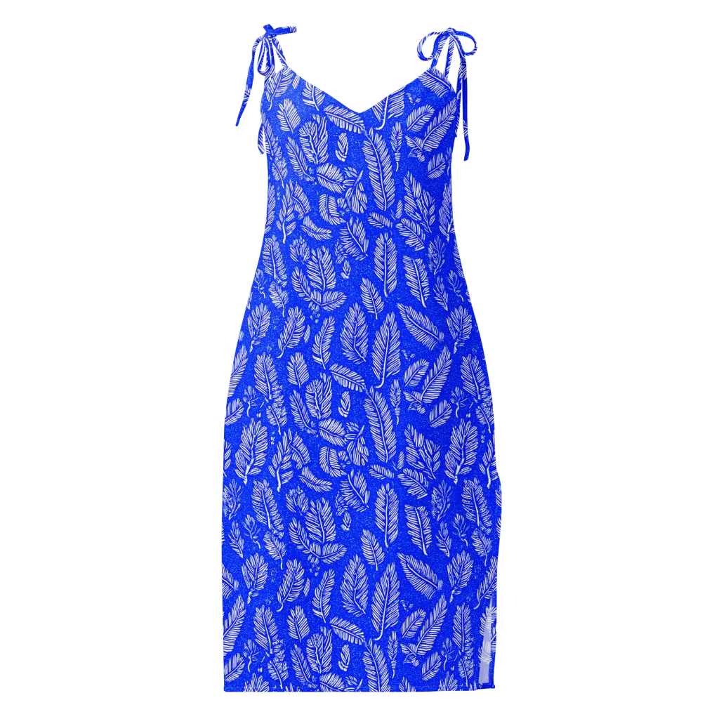 Azure Fronds on Slip Dress — Front
