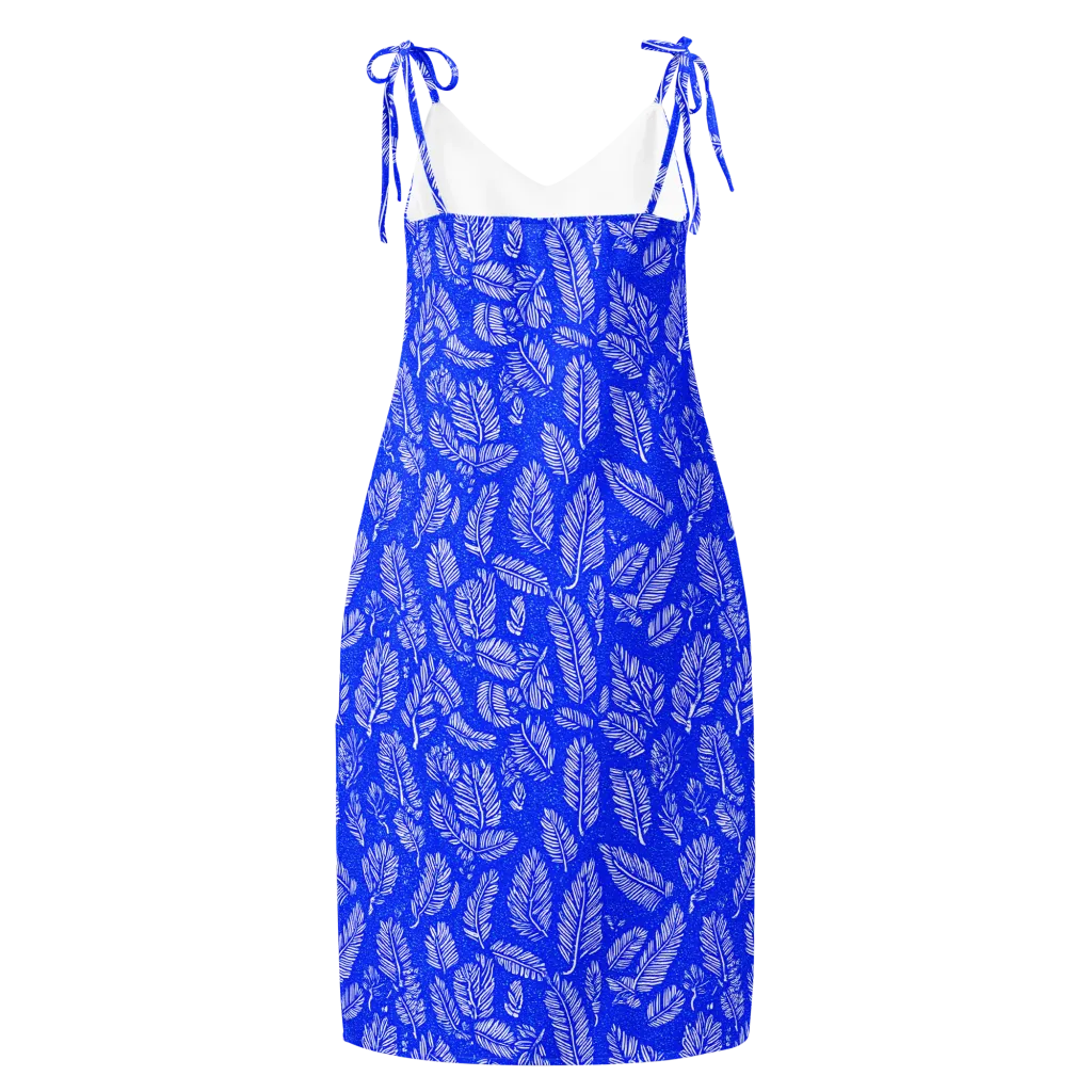 Azure Fronds on Slip Dress — Back