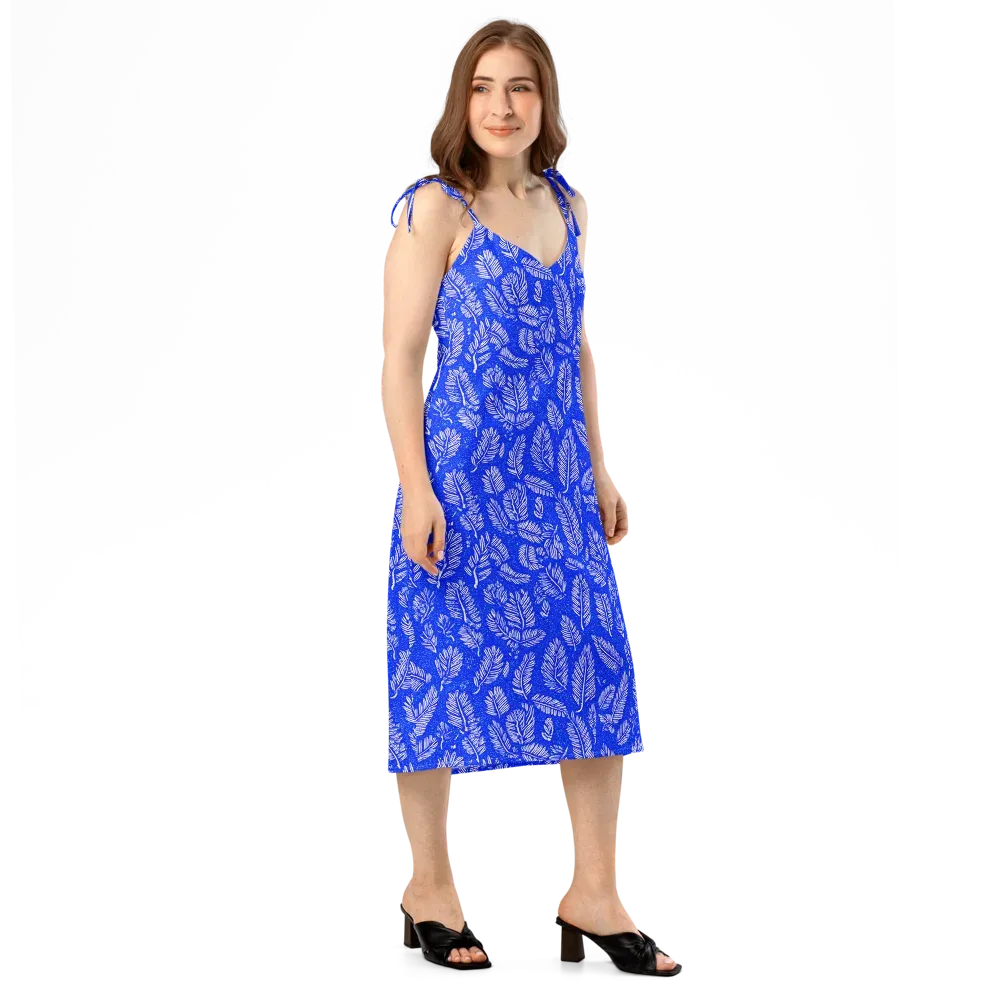 Azure Fronds on Slip Dress — Right Front
