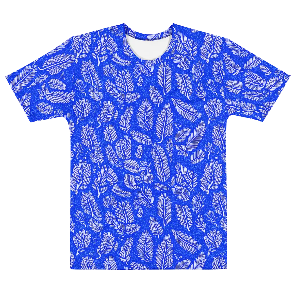 Azure Fronds on Men's Cotton Crew Neck T-Shirt — Front