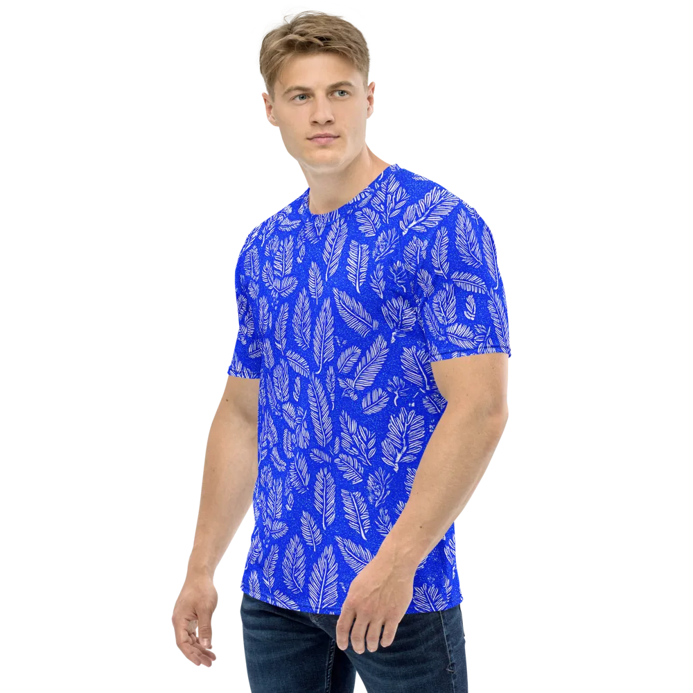 Azure Fronds on Men's Crew Neck T-Shirt — Left