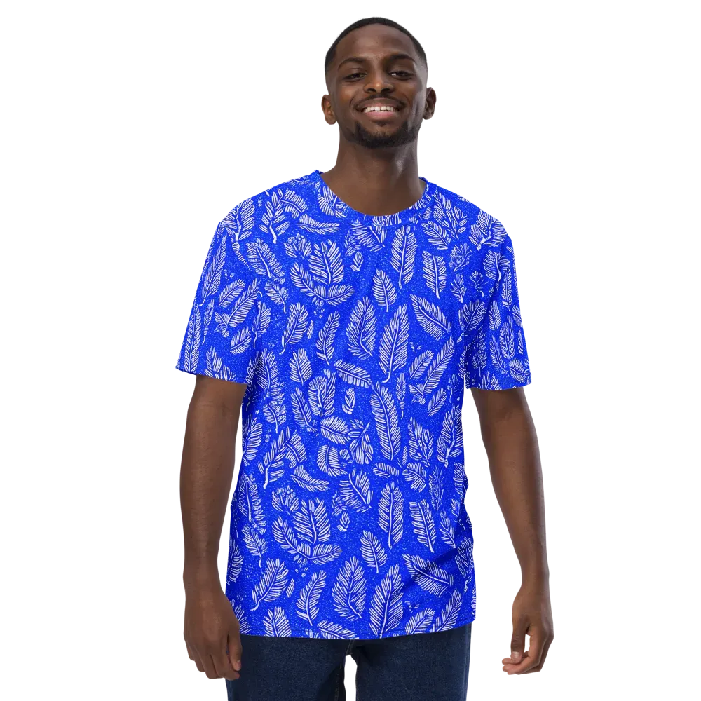 Azure Fronds on Men's Crew Neck T-Shirt — Front