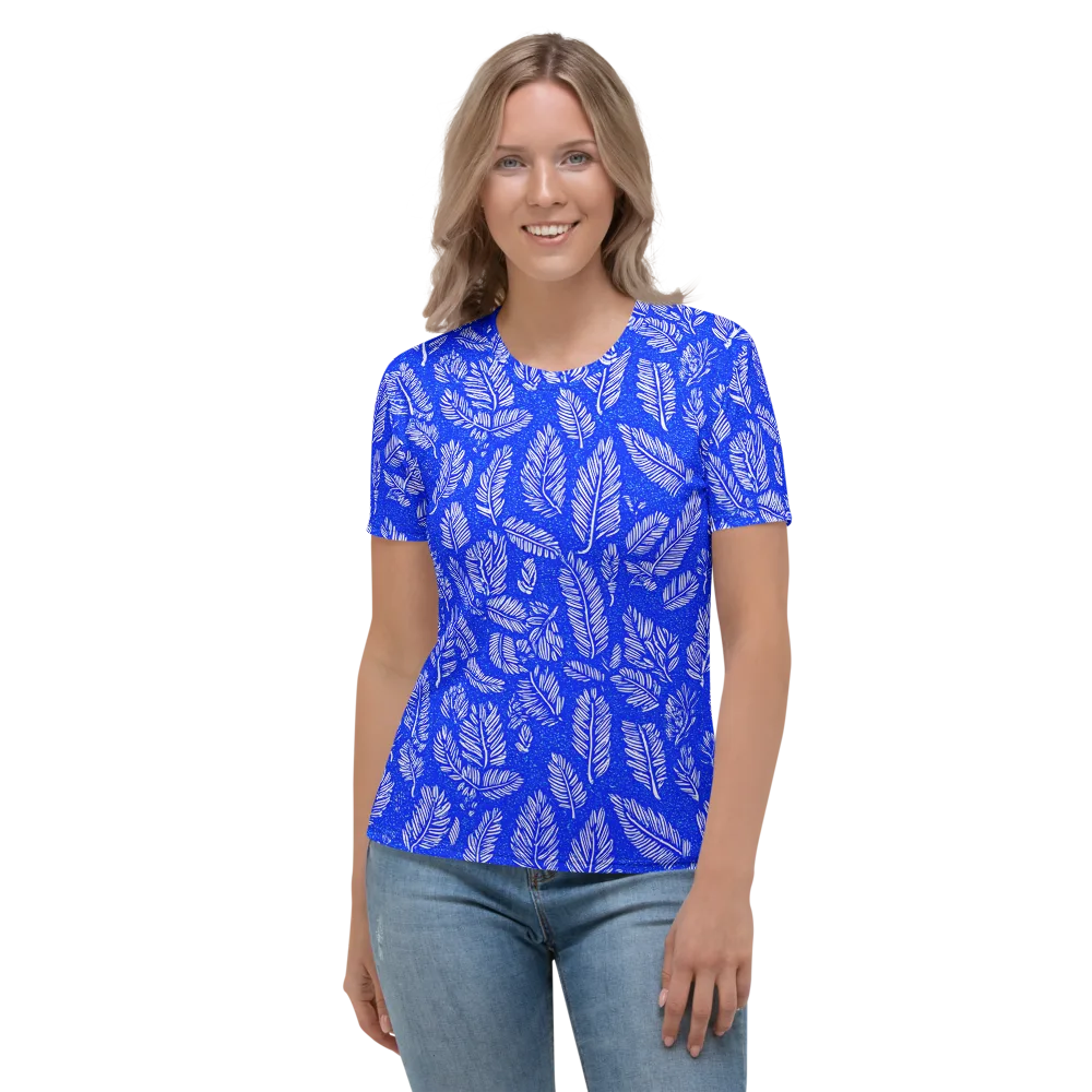 Azure Fronds on Women's Crew Neck T-Shirt — Front