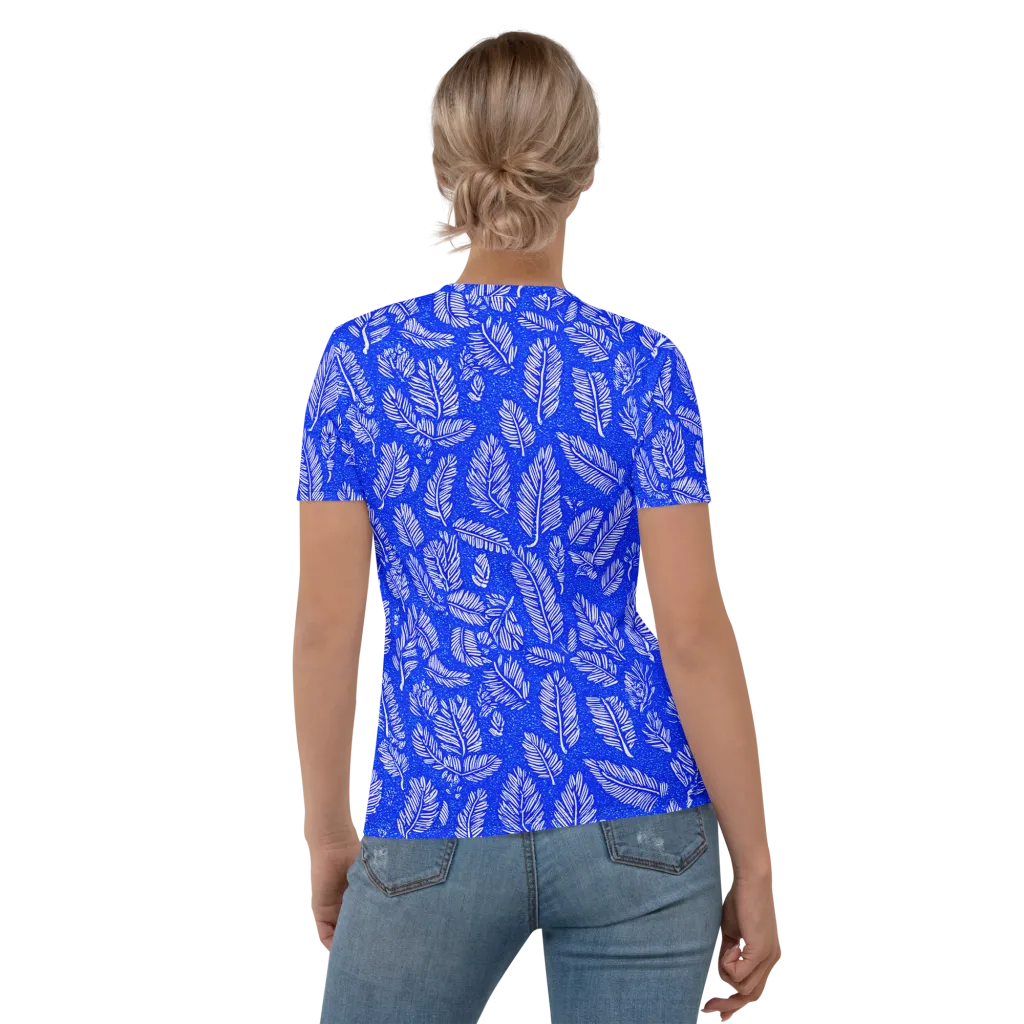 Azure Fronds on Women's Crew Neck T-Shirt — Back