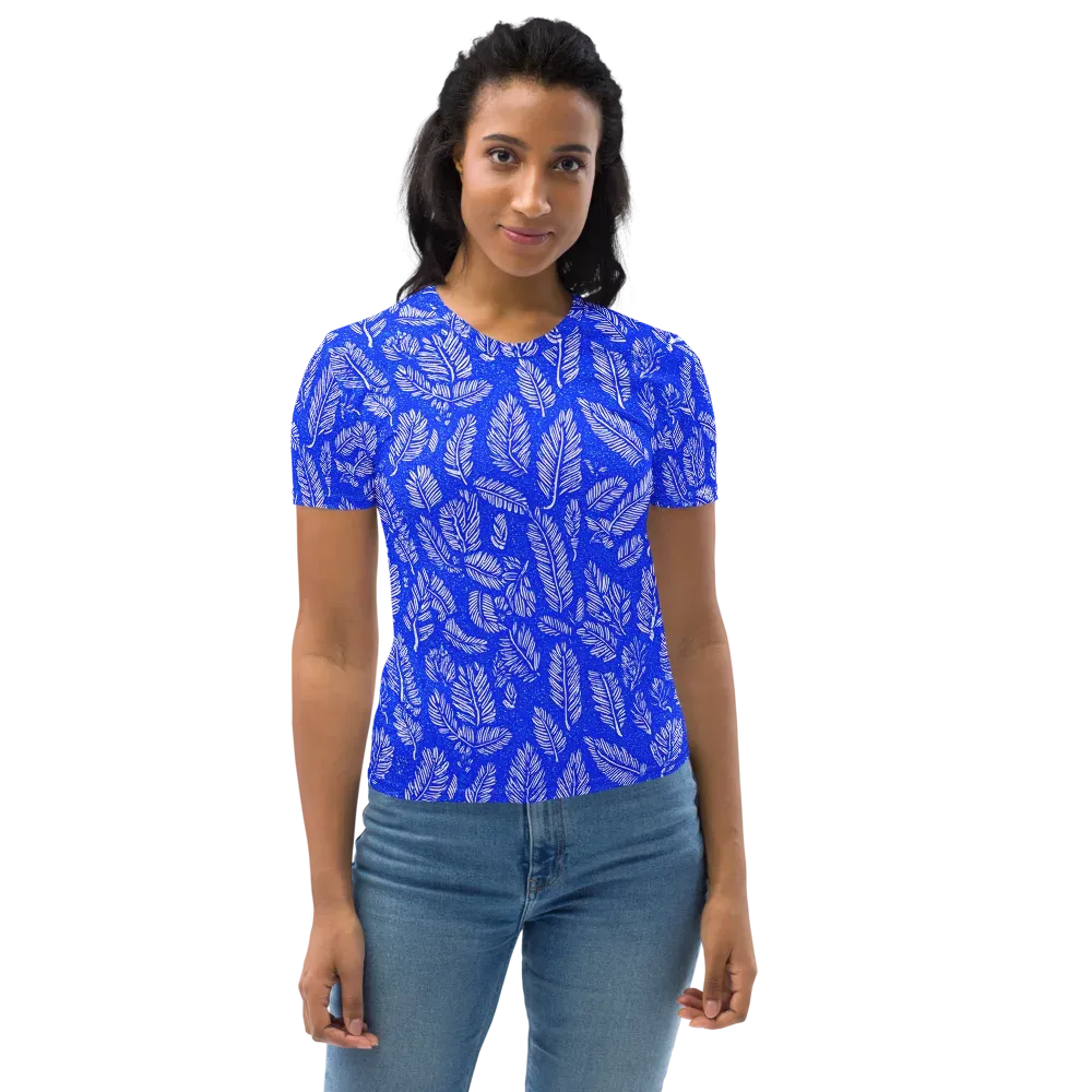 Azure Fronds on Women's Crew Neck T-Shirt — Front