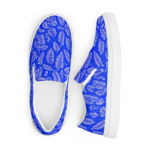 Azure Fronds on a Men's Slip-On Canvas Shoes