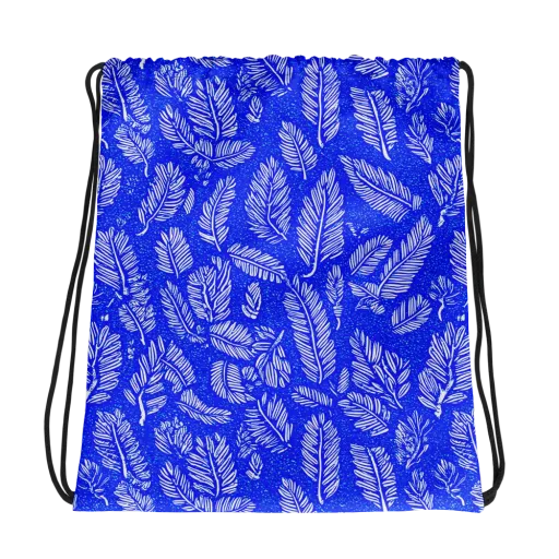 Azure Fronds on a Drawstring Bag