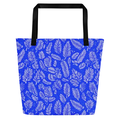 Azure Fronds on a Large Tote Bag W/ Pocket