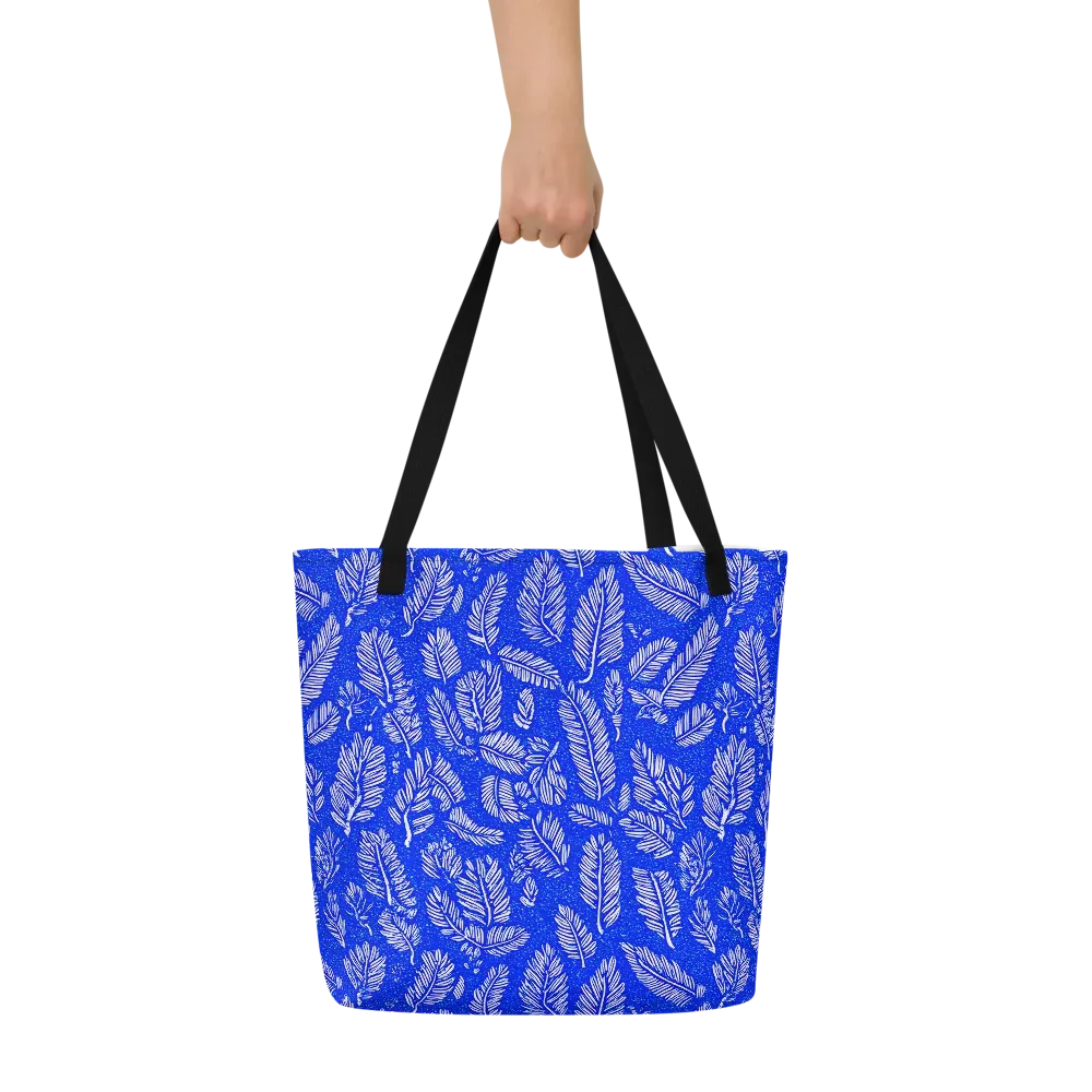 Azure Fronds on Large Tote Bag W/ Pocket — Front