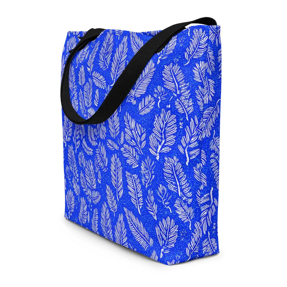 Azure Fronds on Large Tote Bag W/ Pocket — Front