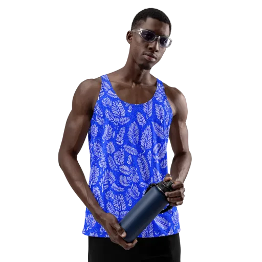 Azure Fronds on a Men's Tank Top