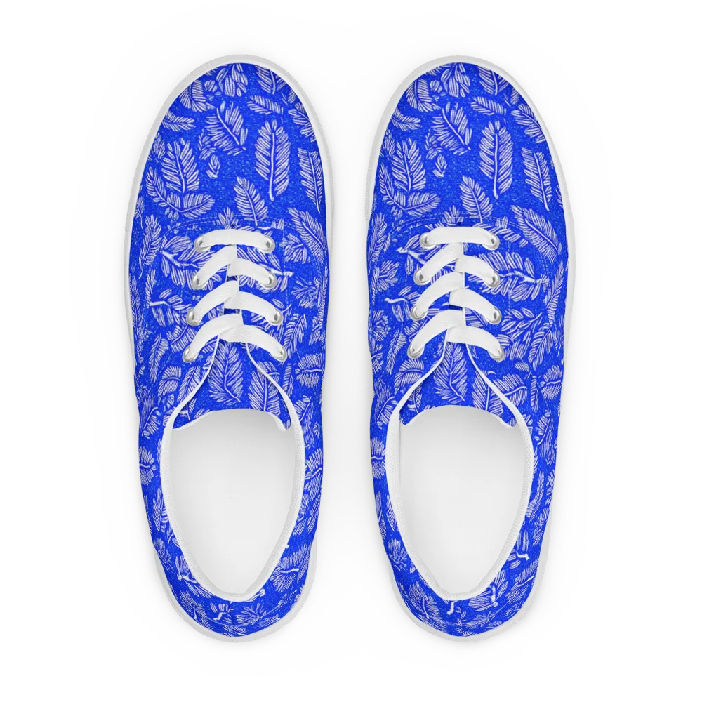 Azure Fronds on Men's Lace-Up Canvas Shoes — Front