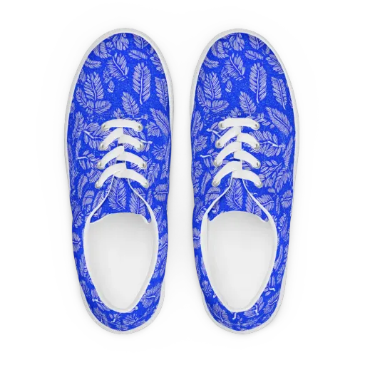 Azure Fronds on a Men's Lace-Up Canvas Shoes