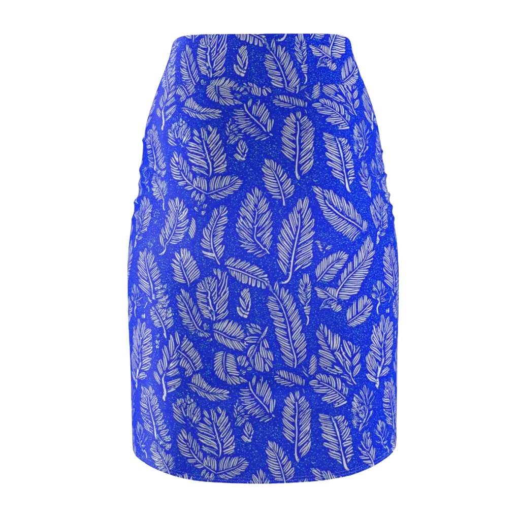 Azure Fronds on Pencil Skirt — Back