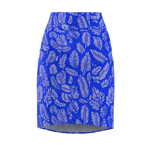 Azure Fronds on a Pencil Skirt