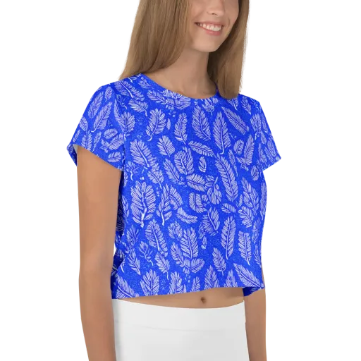 Azure Fronds on a Crop Tee