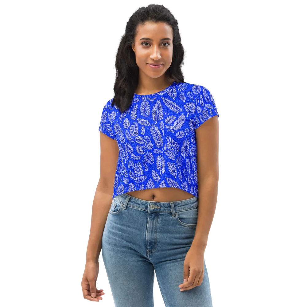 Azure Fronds on Crop Tee — Front