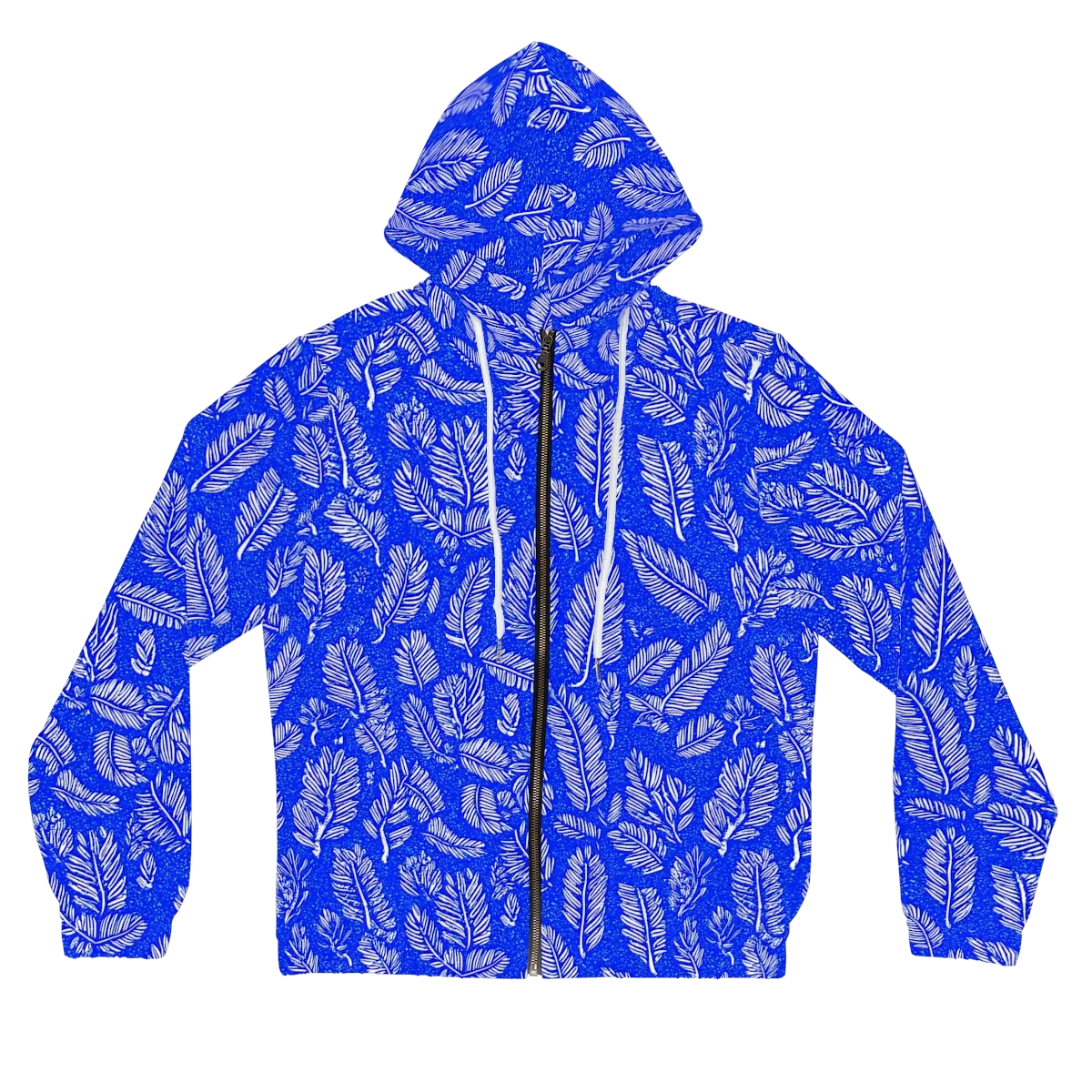 Azure Fronds on Women's Full-Zip Hoodie — Front
