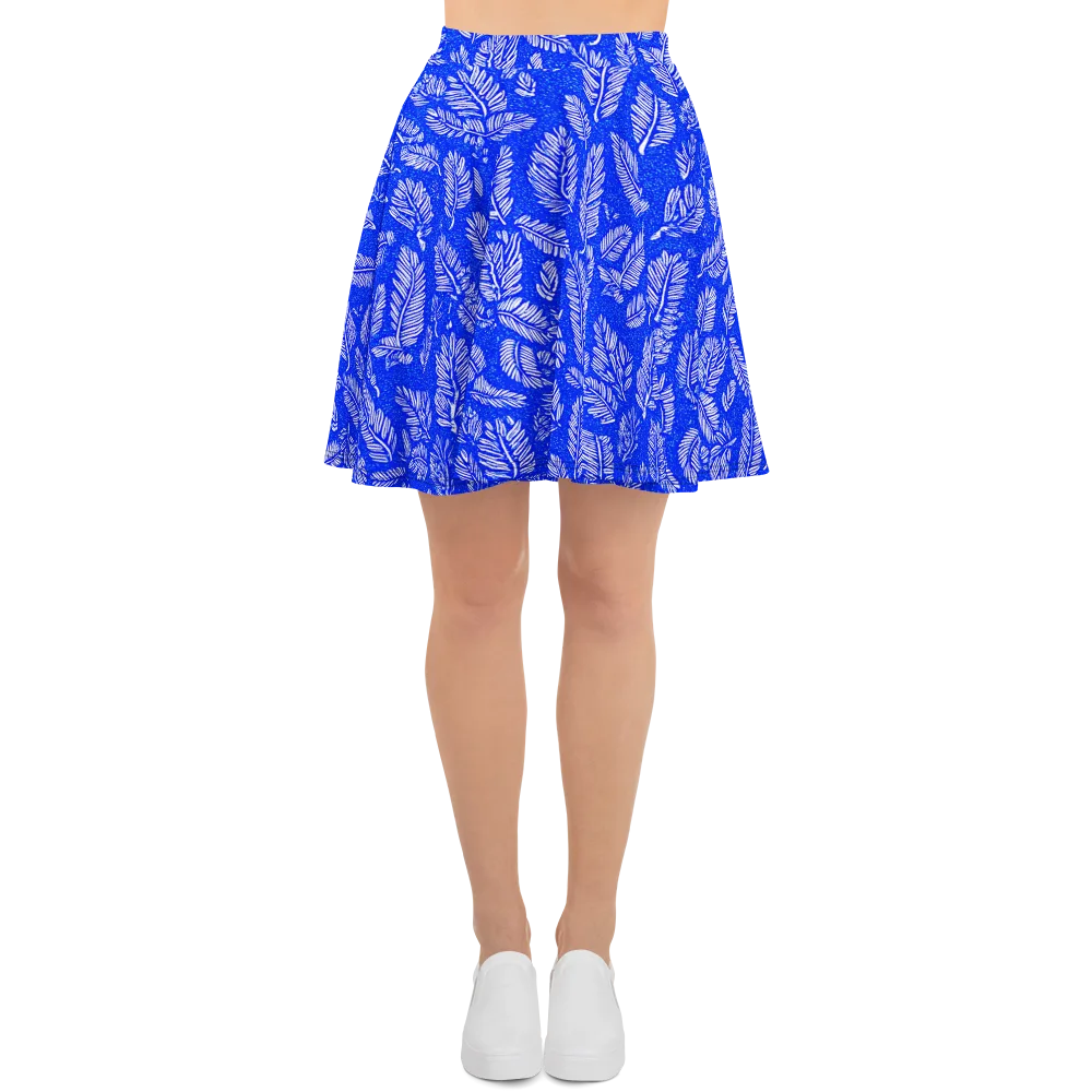 Azure Fronds on Skater Skirt — Front