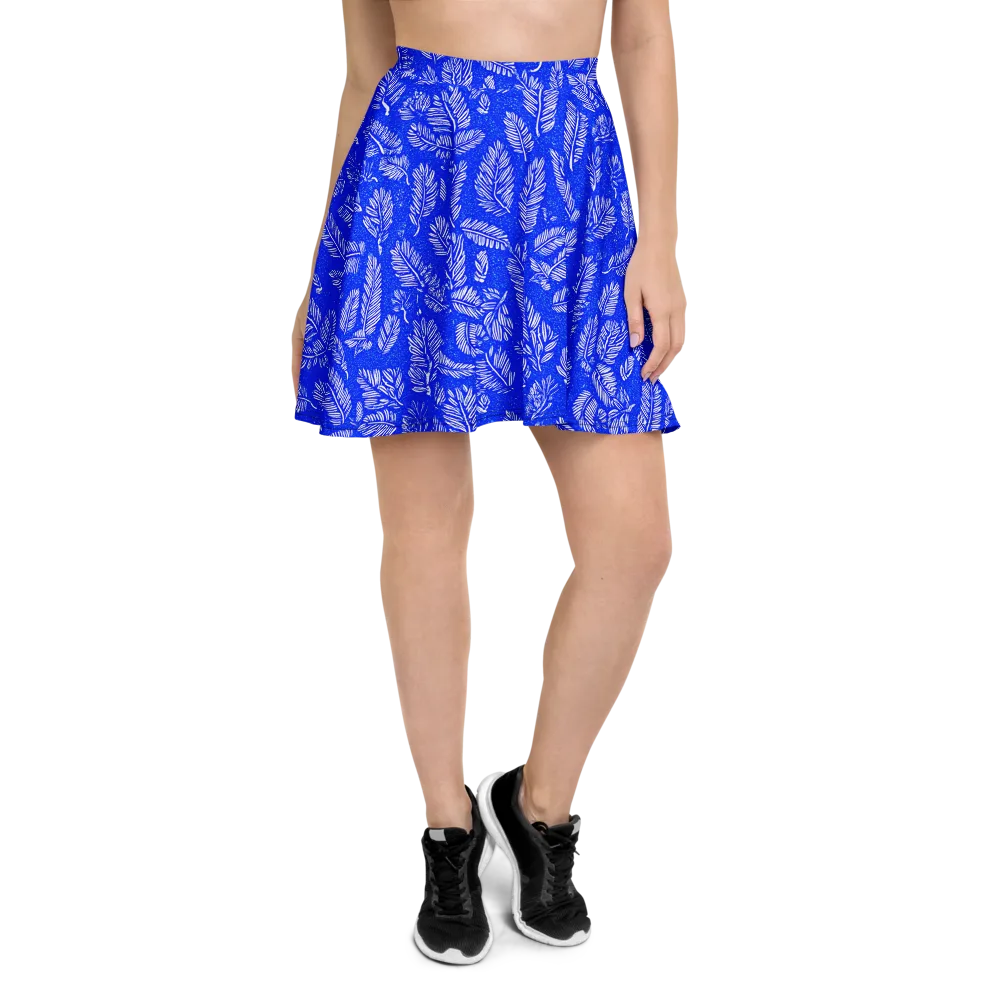 Azure Fronds on Skater Skirt — Front