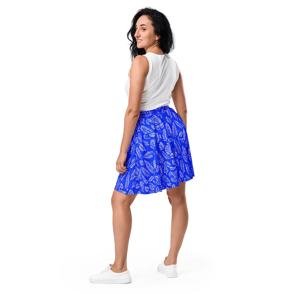 Azure Fronds on Skater Skirt — Back