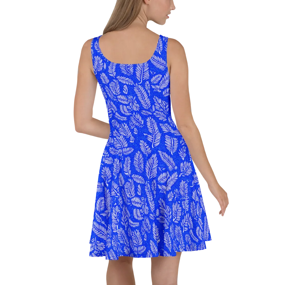 Azure Fronds on Skater Dress — Back